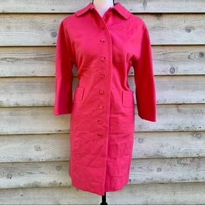 Vintage 60s Pink Wool Button Down Knee Length Coat